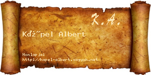 Kápel Albert névjegykártya